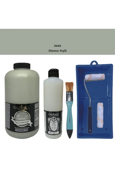 Mobilya Boyası-Cadence Multisurface H-049 Ihlamur 2000Ml Ultimate Vernik Mat 500Ml Saten Rulo Set ürün görseli 1