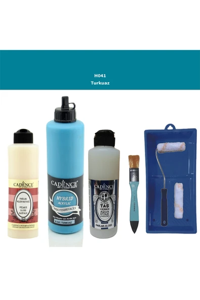 Banyo Mutfak Boyası-Cadence Multi H-041 Turkuaz 500Ml Pya250Ml Taş Vernik Parlak 250Ml Saten Rulo ürün görseli 1