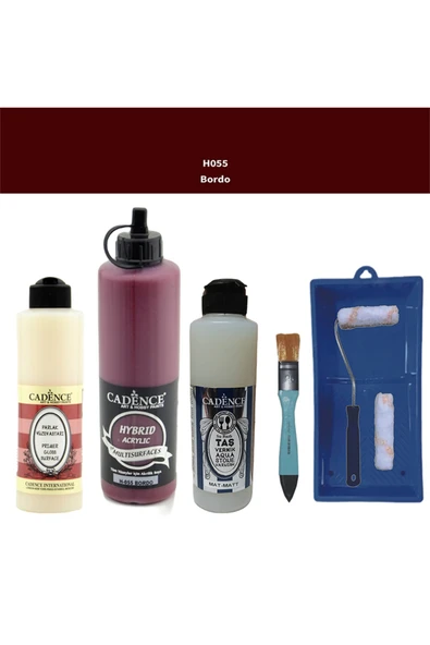 Banyo Mutfak Boyası-Cadence Multi H-055 Bordo 500Ml Pya250Ml Taş Vernik Mat 250Ml Saten Rulo ürün görseli 1