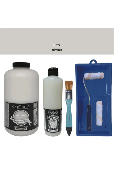 Mobilya Boyası-Cadence Multisurface H-072 Nımbus 2Lt Ultimate Parlak Vernik 500Ml Saten Rulo Set ürün görseli 1