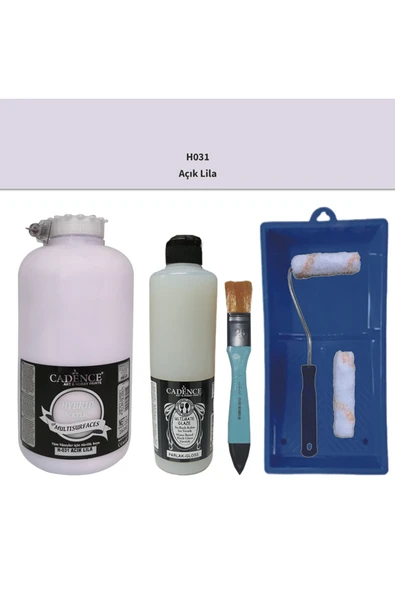 Mobilya Boyası-Cadence Multisurface H-031 Açık Lila 2Lt Ultimate Parlak Vernik 500Ml Saten Rulo Set ürün görseli 1