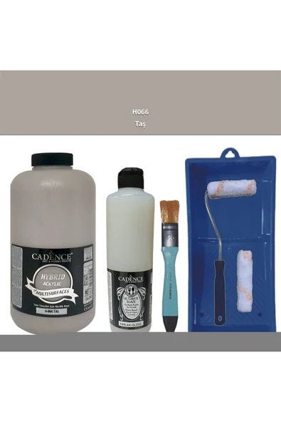 Mobilya Boyası-Cadence Multisurface H-066 Taş 2Lt Ultimate Parlak Vernik 500Ml Saten Rulo Set ürün görseli 1