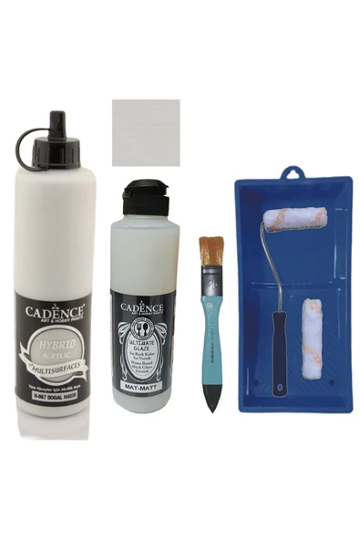 Mobilya Boyası-Cadence Multisurface H-067 Doğal Hazır 500Ml Ultimate Vernik Mat 250Ml Saten Rulo Set ürün görseli 1
