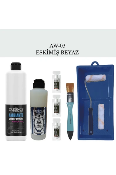 Fayans Tezgah B-Ambiente Islak Zemin Aw-03 Esk.Beyaz 500Ml Katalizör 30Gr Taş Vernik250 SatenRuloSet ürün görseli 1