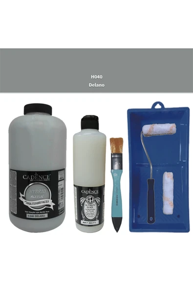 Mobilya Boyası-Cadence Multisurface H-040 Delano 2000Ml Ultimate Vernik Mat 500Ml Saten Rulo Set ürün görseli 1