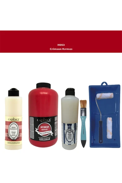 Banyo Mutfak Boyası-Cadence Multi H-053 Crımson Kırmızı 2Lt Pya 500Ml Taş Vernik 500Ml Ruloset ürün görseli 1