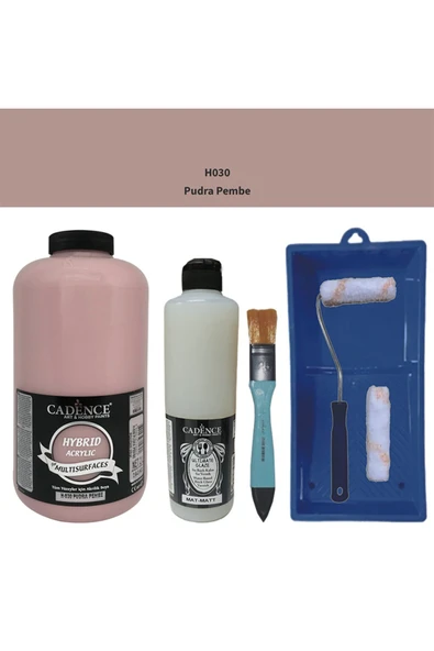 Mobilya Boyası-Cadence Multisurface H-030 Pudra Pembe 2000Ml Ultimate Vernik Mat 500Ml SatenRuloSet ürün görseli 1
