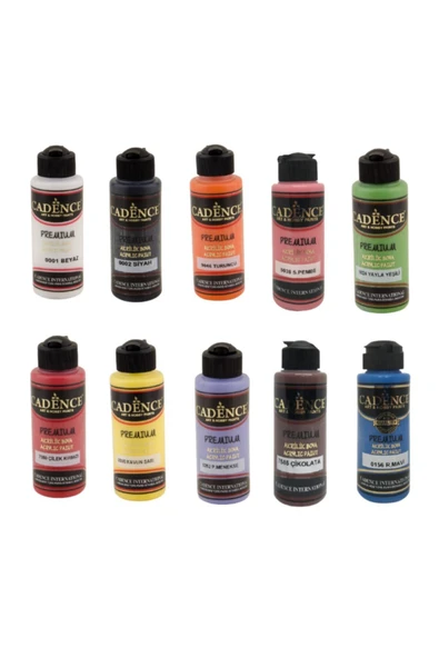 Premium Akrilik Boya Seti 10 Ana Renk 120 Ml X 10 Renk + Eko Fırça ürün görseli 1