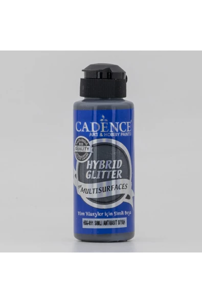 Simli Gümüş Antrasit Hybrid Glitter Multisurface Akrilik Boya Hsg-091 Antrasit 120ml ürün görseli 1