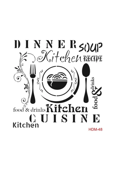Yemek Stencil (şablon) 25x25 Cm ürün görseli 1