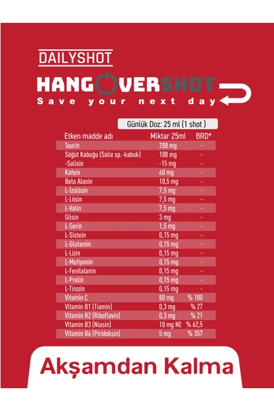 Hangover Shot Bitkisel Destek Save Your Next Day - Resim 7