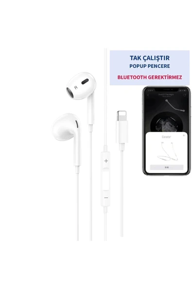İphone 14/13/12/11/Xs/X/7/8 Serileri Uyumlu Iphone Kablolu Kulaklık Konnektörlü (TAK ÇALIŞTIR) ürün görseli 1