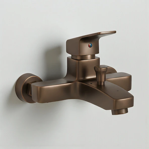 Premium Bronz 0250BR Aç Kapa Banyo Bataryası Duvar Tipi Modern Sıcak Soğuk Ayarlı Armatür ürün görseli 1