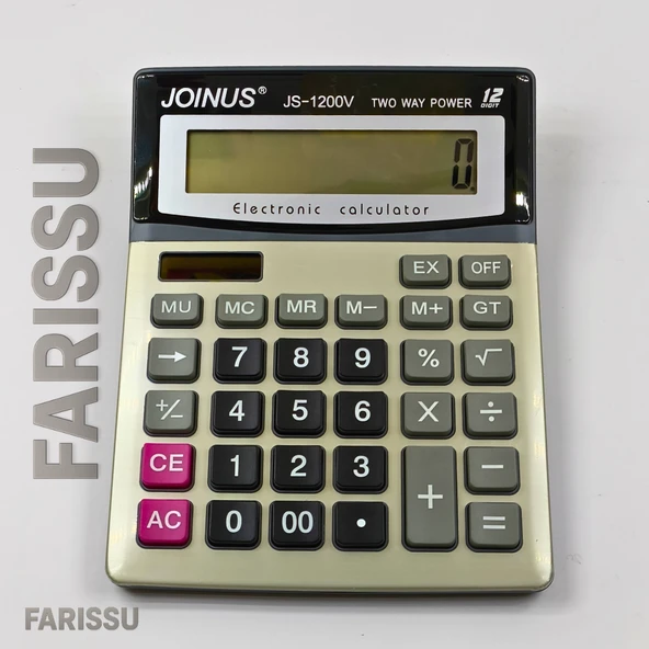 JOINUS JS-1200V 12 Hane Büyük Ekran İki Yönlü Güç Kaynaklı Masaüstü Hesap Makinesi ürün görseli 1