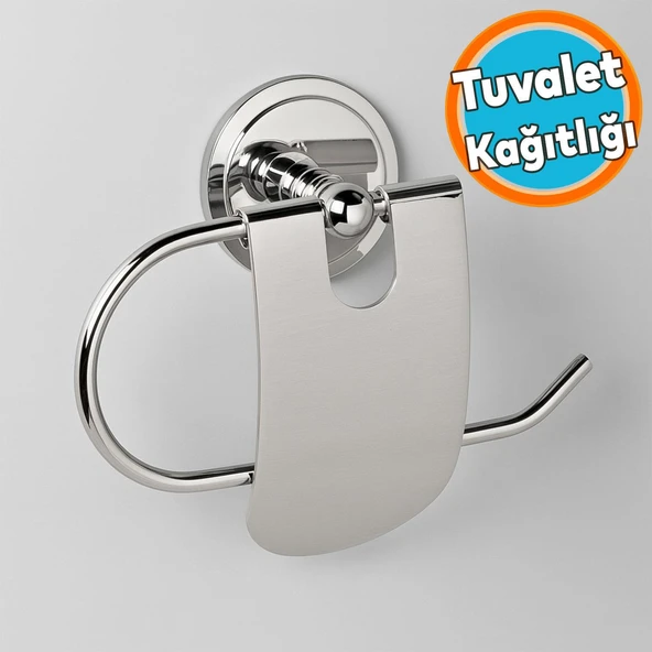 Yapışkanlı Metal Tuvalet Kağıtlık Aparat Kapalı WC Kağıt Standı Bez Havluluk Paslanmaz Sağlam Krom ürün görseli 1