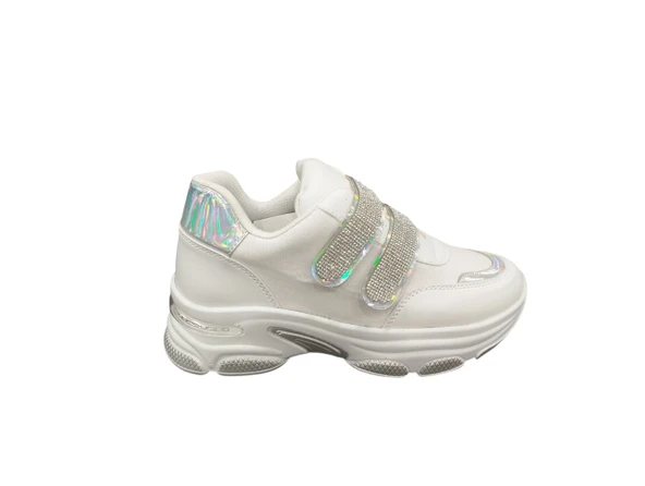 Ventes 928315Z 5 cm Topuk Boyu Ortopedik Bantlı Günlük Kadın Simli Sneaker Ayakkabı ürün görseli 1