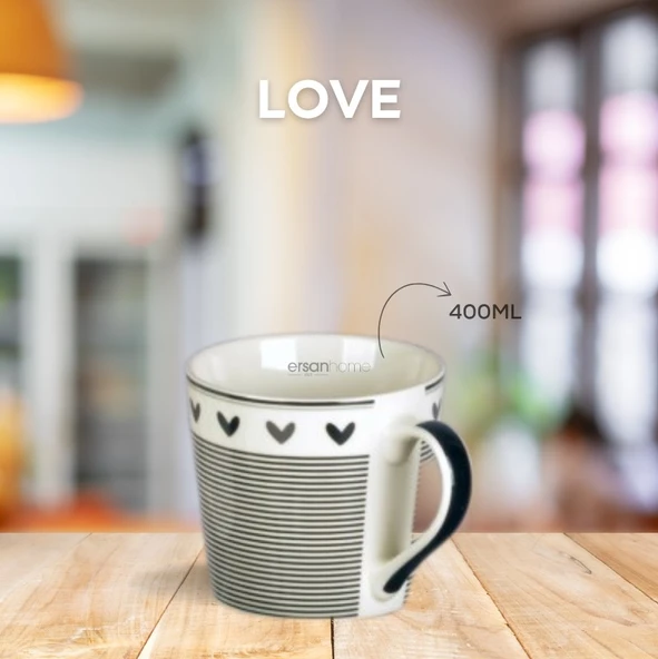 Tohana Porselen Kupa 400ML Love Serisi Desen2 ürün görseli 1