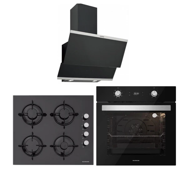 Silverline Siyah Cam Ankastre Set BO6504B01 - CS5349B01 - 3420 Classy ürün görseli 1