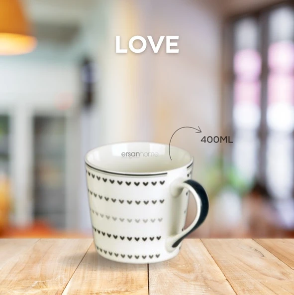 Tohana Porselen Kupa 400ML Love Serisi Desen1 ürün görseli 1