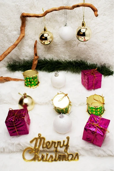 Merry Christmas Karışık Yılbaşı Süs Paketi 5cm Xxl ürün görseli 1