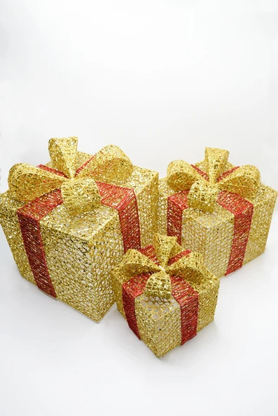 Yılbaşı Çam Ağacı Hediye Paketi Büyük Boy Gold 26*26*26 Cm ürün görseli 1