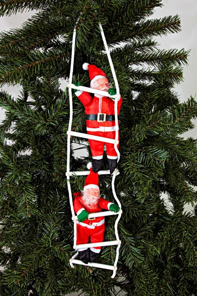 Yılbaşı Süsü Merdivenli 2li Noel Baba 65cm ürün görseli 1