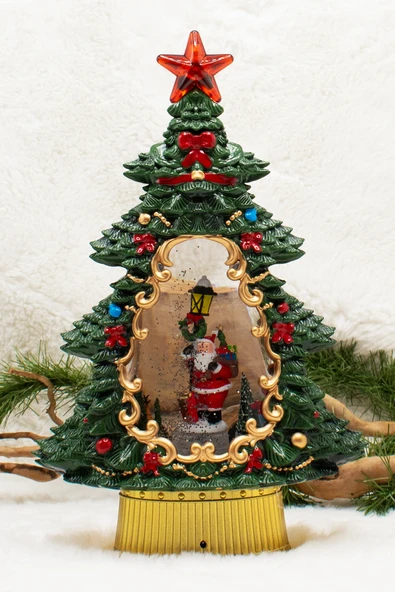 Dekoratif Çam Ağacı Kar Küresi Noel Baba Yılbaşı Süsü ürün görseli 1
