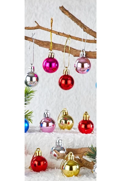 Yılbaşı Çam Ağacı 12li Cici Top 3cm ürün görseli 1