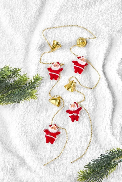 Yılbaşı Çam Ağacı Zincir Süs Noel Babalı 120cm ürün görseli 1