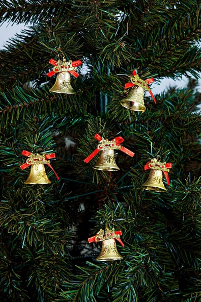 Yılbaşı 6lı Merry Christmas Çan Süs 5cm - Resim 3