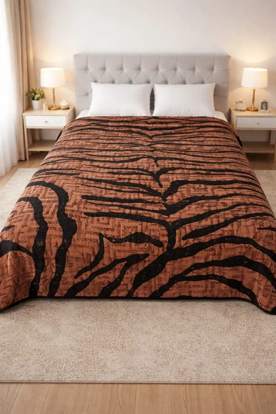 Aksu Safari Çift Kişilik Ultra Yumuşak Embos Vizon Battaniye (200x240)-Leopar Koyu Kahve Siyah ürün görseli 1