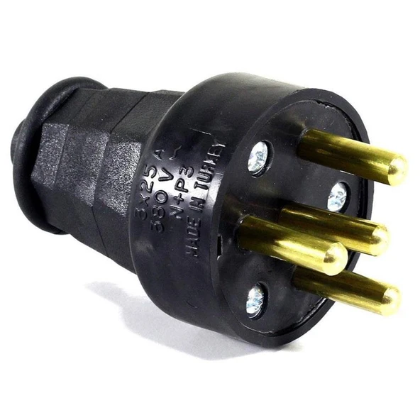 Trifaze Kauçuk Erkek Fiş Sanayi Elektriği 25 Amper 380 Volt ürün görseli 1