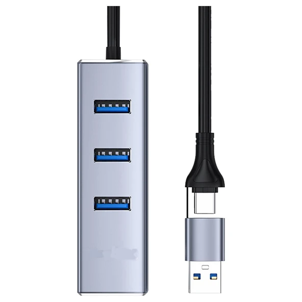 USB 3.0 Type-C & USB-A Ethernet Adaptör – 4 in 1 Çoklayıcı (1000 Mbps) ürün görseli 1