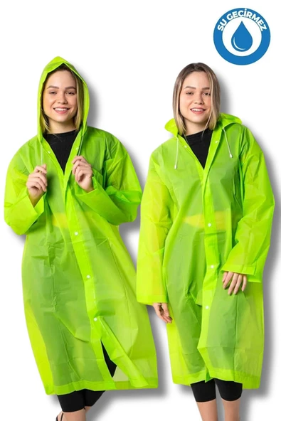 Kadın Erkek Yağmurluk Kapüşonlu Çıtçıtlı Eva Yeşil Yağmurluk Bymmrc881r12 ürün görseli 1