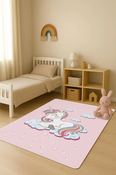 Parlak Kadife Kumaş Dijital Baskı Dot Kaymaz Tabanlı Çocuk ve Genç Odası Halısı H0774 RENKLİ 80 X 200 ürün görseli 1