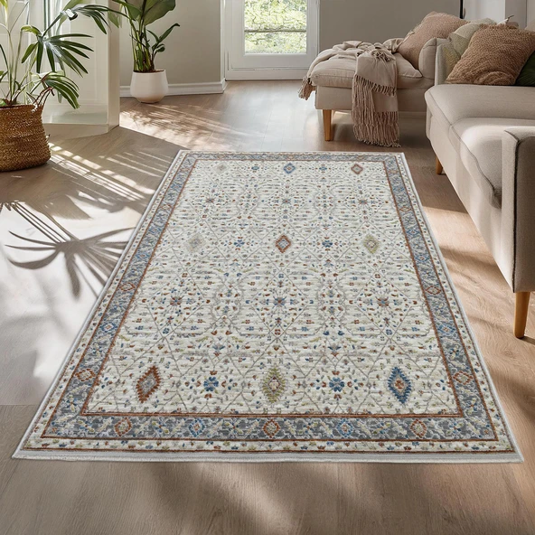 Motto Vintage Modern Dokuma Halı Oturma Odası Salon Halısı Y969A_WV15 ürün görseli 1