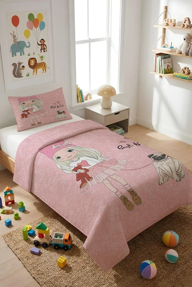 Parlak Kadife Kumaş Tek Kişilik Çocuk Yatak Örtüsü Seti (2 Parça) TKY0019 RENKLİ 180 X 240 ürün görseli 1