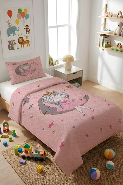 Parlak Kadife Kumaş Tek Kişilik Çocuk Yatak Örtüsü Seti (2 Parça) TKY0018 RENKLİ 180 X 240 ürün görseli 1