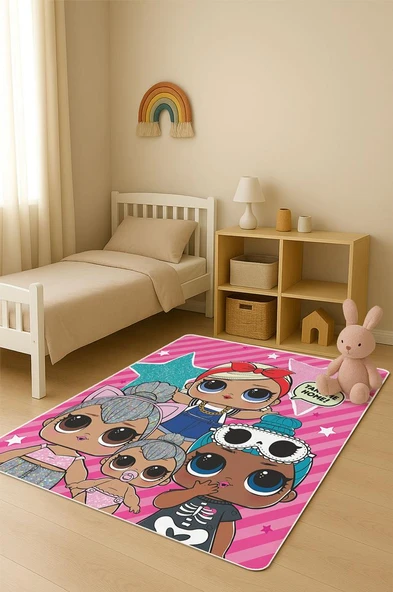 Parlak Kadife Kumaş Dijital Baskı Dot Kaymaz Tabanlı Çocuk ve Genç Odası Halısı H0606 RENKLİ 100 X 200 ürün görseli 1