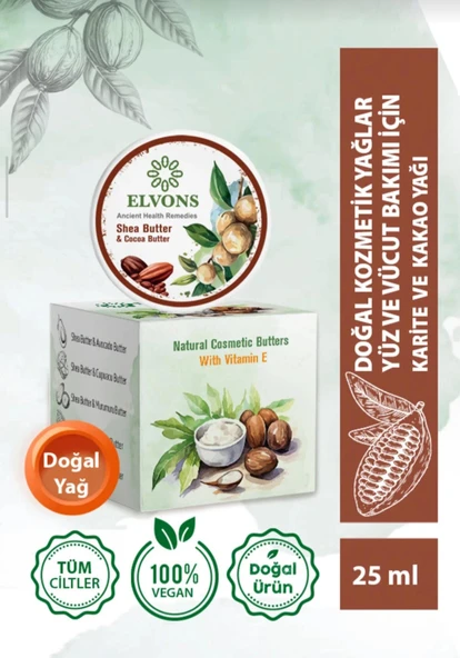 Elvons Lip Balm - Dudak Kremi - Vazelin, Kakao & Shea Yağı - Onarıcı & Nemlendirici Krem 25ml ürün görseli 1