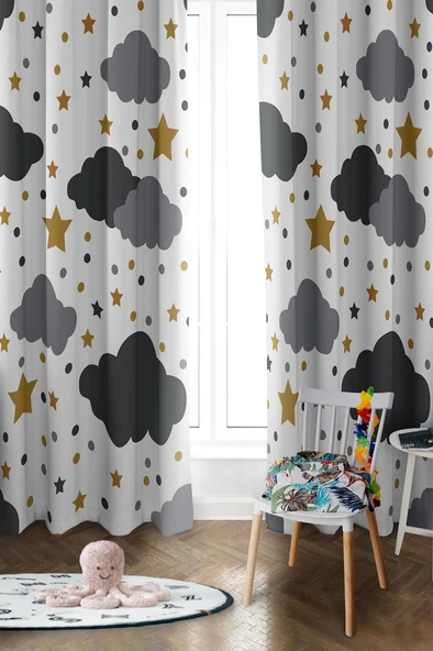 Parlak Saten Mikro Kumaş Çift Kanat Çocuk Odası Fon Perde Takımı PRD0030 RENKLİ 140 X 270 ürün görseli 1