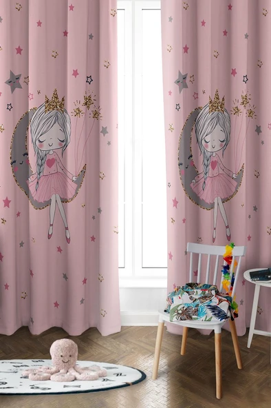 Parlak Saten Mikro Kumaş Çift Kanat Çocuk Odası Fon Perde Takımı PRD0041 RENKLİ 140 X 270 ürün görseli 1