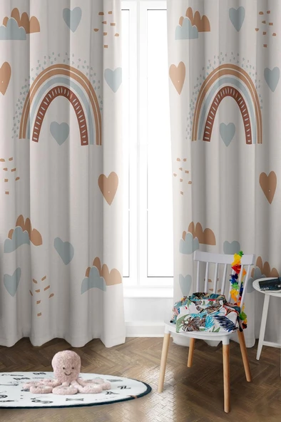 Parlak Saten Mikro Kumaş Çift Kanat Çocuk Odası Fon Perde Takımı PRD0033 RENKLİ 140 X 270 ürün görseli 1