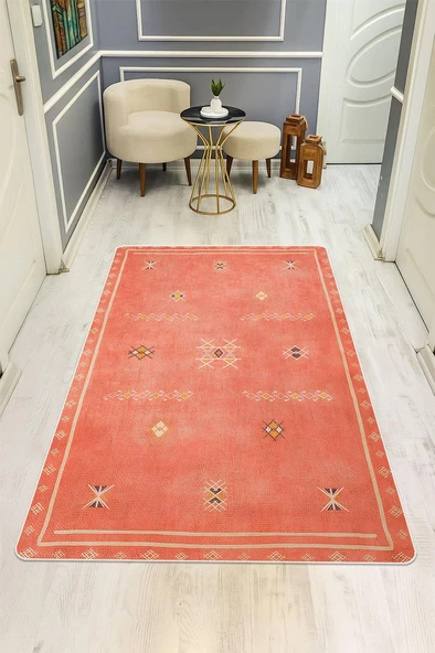 Parlak Parlak Kadife Kumaş Dijital Baskı Etnik Desenli Dot Kaymaz Tabanlı Halı Kumaş Dijital Baskı Dot Kaymaz Tabanlı Mutfak Halısı H0820 RENKLİ 80 X 300 ürün görseli 1