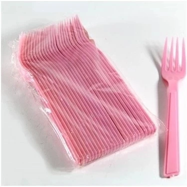 May Plastik Renkli Çatal Pembe 25 Li - Resim 3