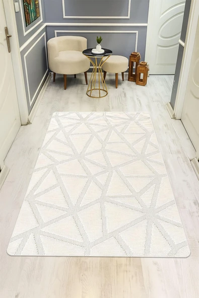 Parlak Kadife Kumaş Dijital Baskı Modern Desenli Dot Kaymaz Tabanlı Halı H1076 RENKLİ 160 X 230 ürün görseli 1