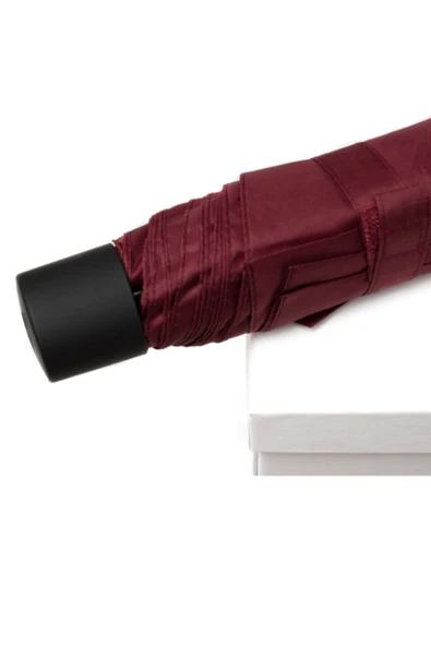 Mini Çanta Boy Bayan Şemsiyesi Bordo Manuel Şemsiye - Resim 3