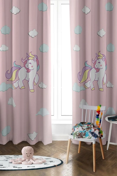 Parlak Saten Mikro Kumaş Çift Kanat Çocuk Odası Fon Perde Takımı PRD0043 RENKLİ 140 X 270 ürün görseli 1