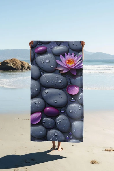 Dijital Baskı Plaj Deniz Havlusu Modern Desenli Peştamal (80X160 cm) HVL0059 RENKLİ 80 X 160 ürün görseli 1