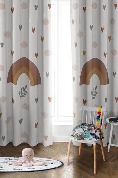 Parlak Saten Mikro Kumaş Çift Kanat Çocuk Odası Fon Perde Takımı PRD0032 RENKLİ 140 X 270 ürün görseli 1
